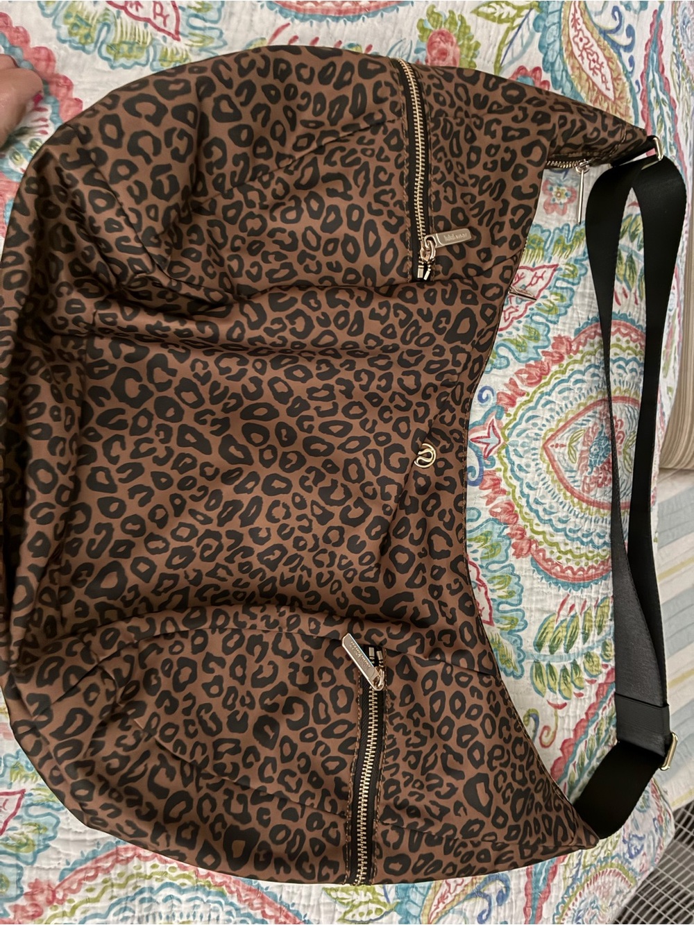Lululemon Leopard Print Hobo Shoulder Bag - Brown w gold hardware